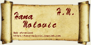 Hana Molović vizit kartica